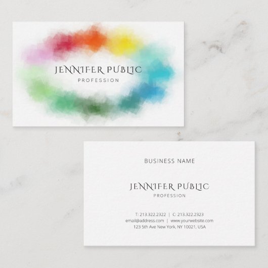 ピンク赤イエローブルーグリーンパープルホワイトカラー 名刺 (正面/裏面)