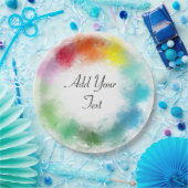 ピンク赤オレンジイエローグリーンブルーパープルカラー ペーパープレート (パーティー)