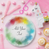 ピンク赤オレンジイエローグリーンブルーパープルカラー ペーパープレート (パーティー)