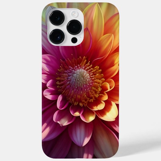 ピンク赤オレンジイエローパープルダリア花 Case-Mate iPhoneケース (裏面)