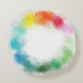 ピンク赤オレンジ黄色緑青紫白 ラウンドクッション (裏面)