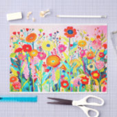 ピンク赤カラーフラワー絵画抽象芸術の切り離し 薄葉紙 (クラフト)