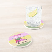 ピンク赤クリスマストランクウォーター色アート コースター (側面)