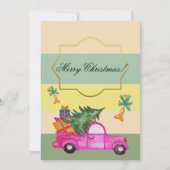 ピンク赤クリスマストランクウォーター色アート シーズンカード (正面)