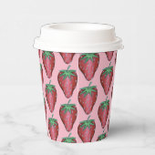 ピンク赤ジューシーいちご果実プリント 紙コップ (右)