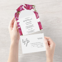 ピンク赤バラ水彩手絵を描形