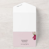 ピンク赤バラ水彩手絵を描形 オールインワン招待状 (外側)