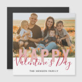 ピンク赤バレンタインデーの台本の家族の写真 (正面/裏面)