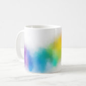 ピンク赤ブルーパープルイエローグリーンレインボーカラー コーヒーマグカップ (正面左)