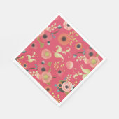 ピンク赤モダン花柄パーティー スタンダードランチョンナプキン (角)