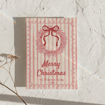 ピンク赤描リースボウクリスマスノンフォト