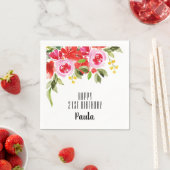 ピンク赤水カラーフローラパーティー スタンダードカクテルナプキン (インサイチュ)