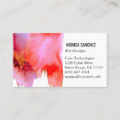 ピンク赤水カラー抽象芸術名刺デザイン 名刺 (裏面)