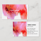 ピンク赤水カラー抽象芸術名刺デザイン 名刺 (正面/裏面)