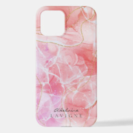 ピンク赤水グラデーション色インクのカスタマイズ可能 iPhone 15ケース