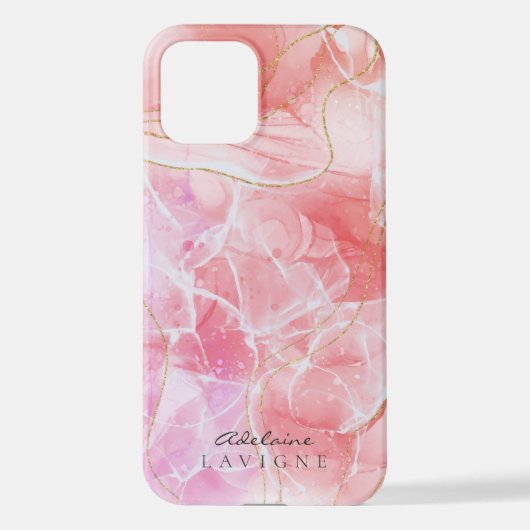 ピンク赤水グラデーション色インクのカスタマイズ可能 iPhone 15ケース (裏面)