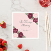 ピンク赤水色フローラ葬祭記念 スタンダードカクテルナプキン (インサイチュ)