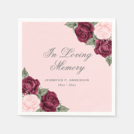 ピンク赤水色フローラ葬祭記念 スタンダードカクテルナプキン