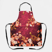 ピンク赤白春の花日本のフローラ エプロン (正面)