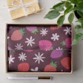 ピンク赤紫いちご花柄 薄葉紙 (ギフト)