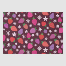 ピンク赤紫いちご花柄