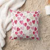 ピンク赤金ゴールドモダン水彩愛ハートパターン クッション (ブランケット)