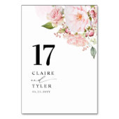 ピンク赤面およびバラ金ゴールド結婚フローラ テーブルナンバー (裏面)