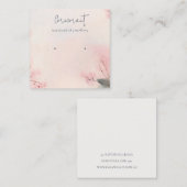 ピンク赤面さくらんぼブロッサムスタッドイヤリングホルダー スクエア名刺 (正面/裏面)