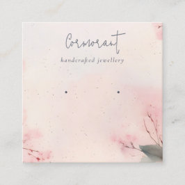 ピンク赤面さくらんぼブロッサムスタッドイヤリングホルダー スクエア名刺