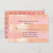 ピンク赤面と金ゴールドロマンス結婚式RSVPカード 出欠カード (正面/裏面)