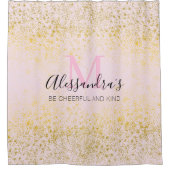 ピンク赤面と金色のスパークルエレガントモダン シャワーカーテン (正面)