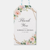 ピンク赤面の水の色の幾何結婚の ギフトタグ (正面)