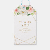 ピンク赤面の水の色の幾何結婚の ギフトタグ (正面)