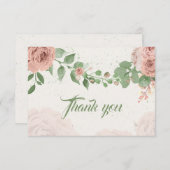 ピンク赤面の花セージ緑葉の花 サンキューカード (正面/裏面)
