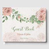 ピンク赤面の花セージ葉グリーンゲストブック ゲストブック (正面)