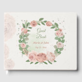 ピンク赤面の花セージ葉グリーンゲストブック ゲストブック (正面)