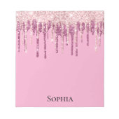 ピンク赤面アイスクリームグリッタードリップパーソナライズされた ノートパッド (正面)