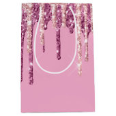 ピンク赤面アイスクリームグリッタードリップ ミディアムペーパーバッグ (正面)