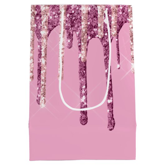 ピンク赤面アイスクリームグリッタードリップ ミディアムペーパーバッグ (裏面)
