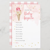 ピンク赤面アイスクリームグリッター祈りの言葉ベビー (正面/裏面)