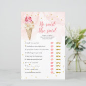 ピンク赤面アイスクリーム彼は彼女はゲームカードを言った (スタンド正面)