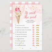 ピンク赤面アイスクリーム彼は彼女はゲームカードを言った (正面/裏面)