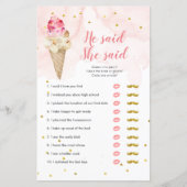 ピンク赤面アイスクリーム彼は彼女はゲームカードを言った (正面)