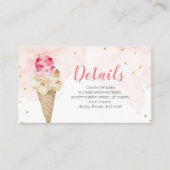 ピンク赤面アイスクリーム詳細ブライダルシャワー エンクロージャーカード (正面)