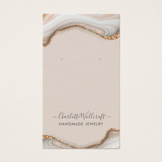 ピンク赤面アゲイト大理石帯イヤリングディスプレイカード (正面)