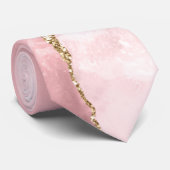 ピンク赤面アゲートと金ゴールドリエレガントボン ネクタイ (ロール)