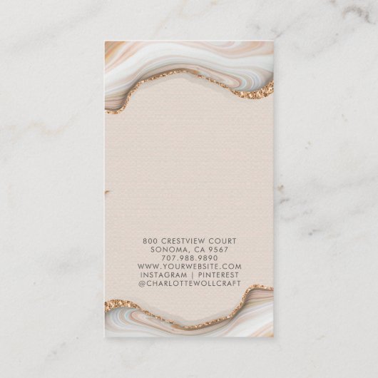 ピンク赤面アゲートマーブルジェードスタッドイヤリングディスプレイ 名刺 (裏面)