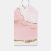 ピンク赤面アゲート付き金ゴールドエレガントリ感謝していボ ギフトタグ (裏面)