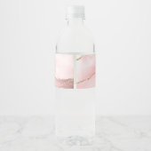 ピンク赤面アゲート付き金ゴールドリボンエレガント誕生日 ペットボトルラベル (裏面)