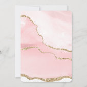 ピンク赤面アゲート付き金ゴールドリボンエレガント誕生日 招待状 (裏面)